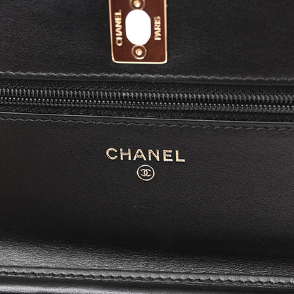 Chanel Velvet Quilted Pearl Crush Wallet On Chain WOC Black 6 of 12