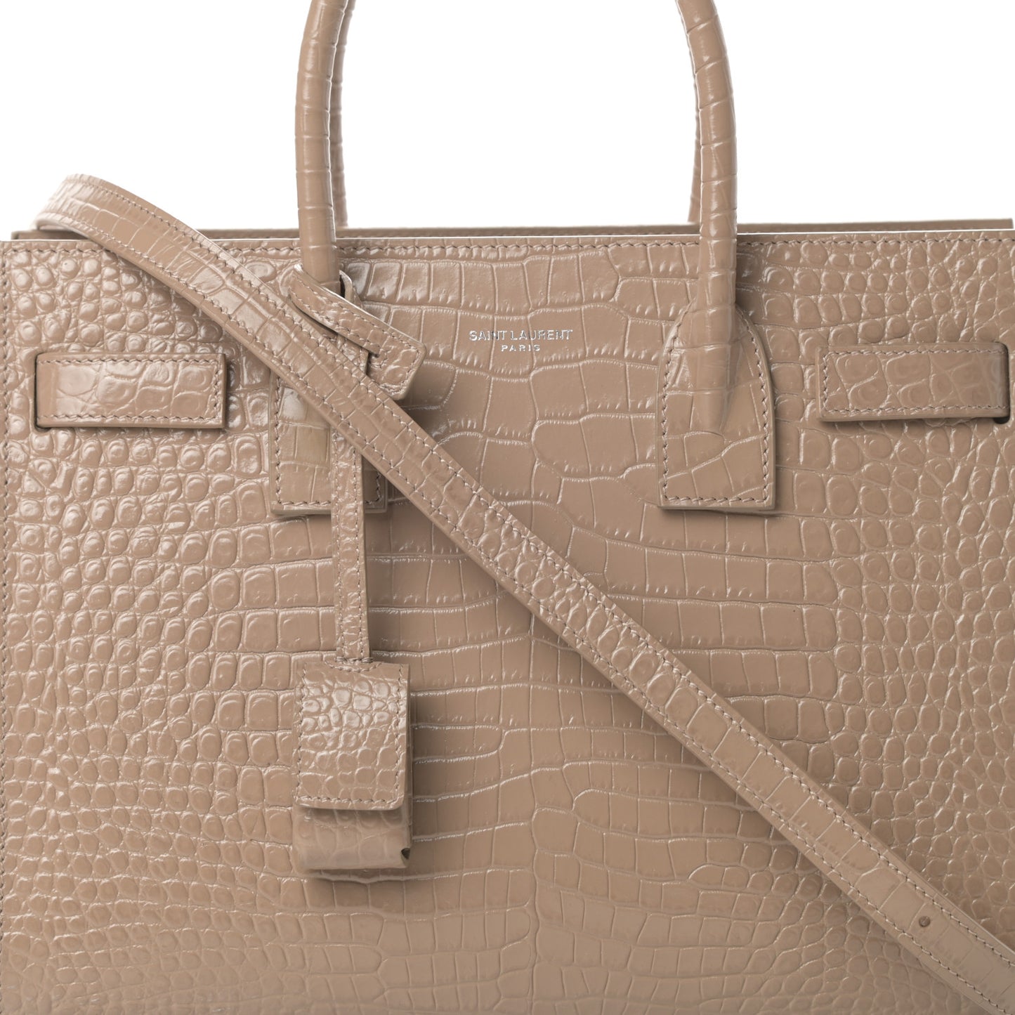 Calfskin Crocodile Embossed Baby Sac De Jour Brown