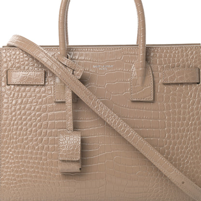 Saint Laurent Calfskin Crocodile Embossed Baby Sac De Jour Brown 8 of 12