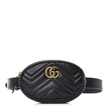 Gucci Calfskin Matelasse GG Marmont Belt Bag 75 30 Black 1 of 9