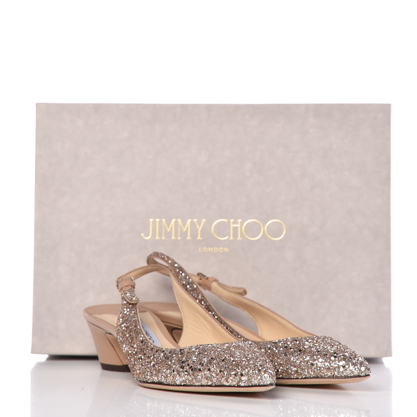 Nappa Coarse Glitter Gemma 40 Slingback Pumps 38.5 Ballet Pink