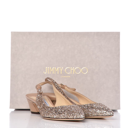 Jimmy Choo Nappa Coarse Glitter Gemma 40 Slingback Pumps 38.5 Ballet Pink 9 of 9