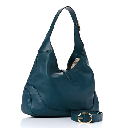 Gucci Calfskin Medium New Jackie Shoulder Bag Teal 3 of 25