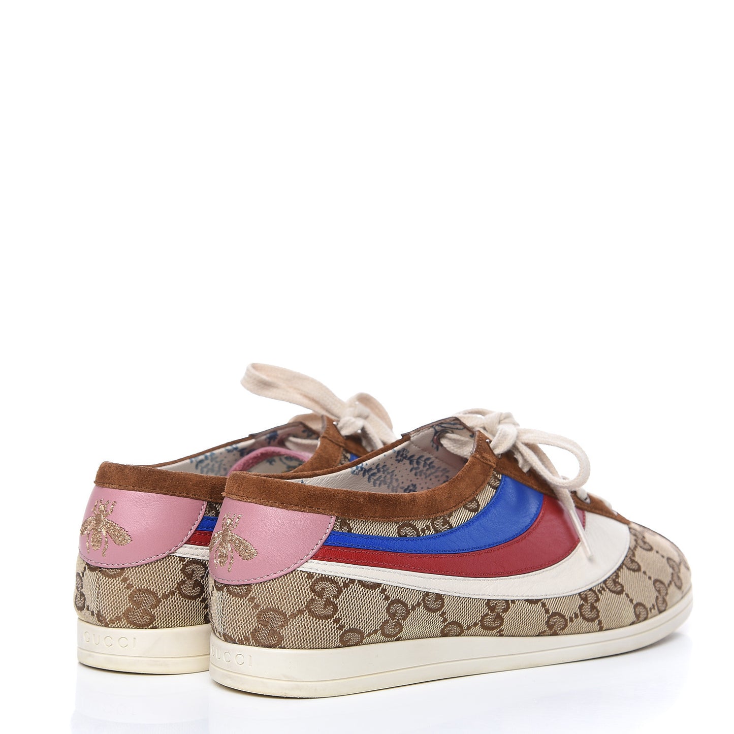 Suede Monogram Web Womens Falacer Sneakers 39.5 Nocciola Beige Mystic White Hibiscus Red