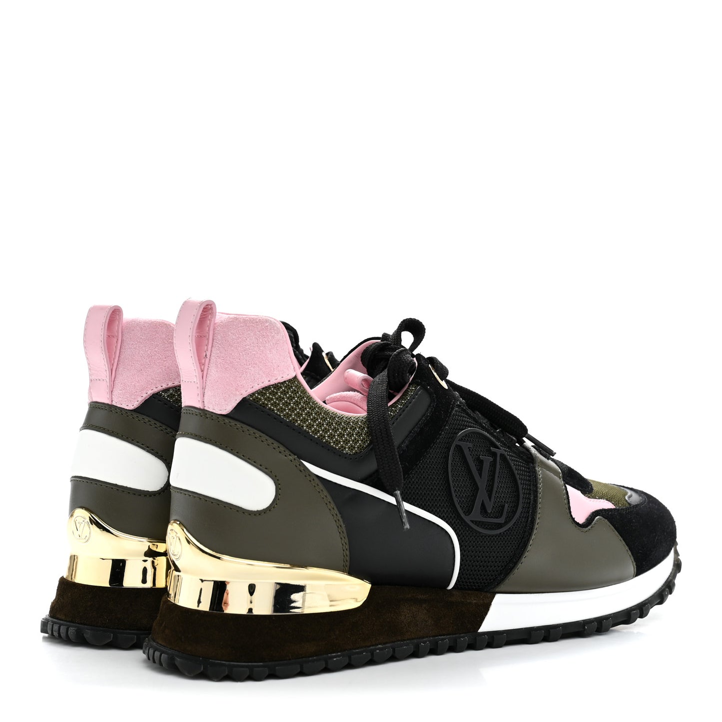 Suede Monogram Run Away Sneakers 37 Khaki Multicolor