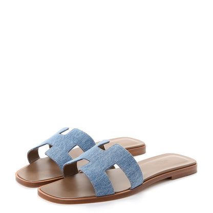 Hermes Denim Canvas Oran Sandals 39 Bleu Clair 3 of 11