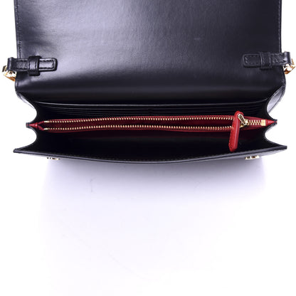 Prada Saffiano Wallet With Shoulder Strap Black 5 of 10