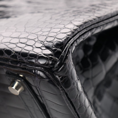 Hermes Shiny Porosus Crocodile Birkin 35 Black 11 of 15