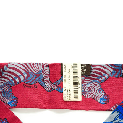 Hermes Silk Les Leopards Twilly Bordeaux Violet Blue Jean 3 of 5