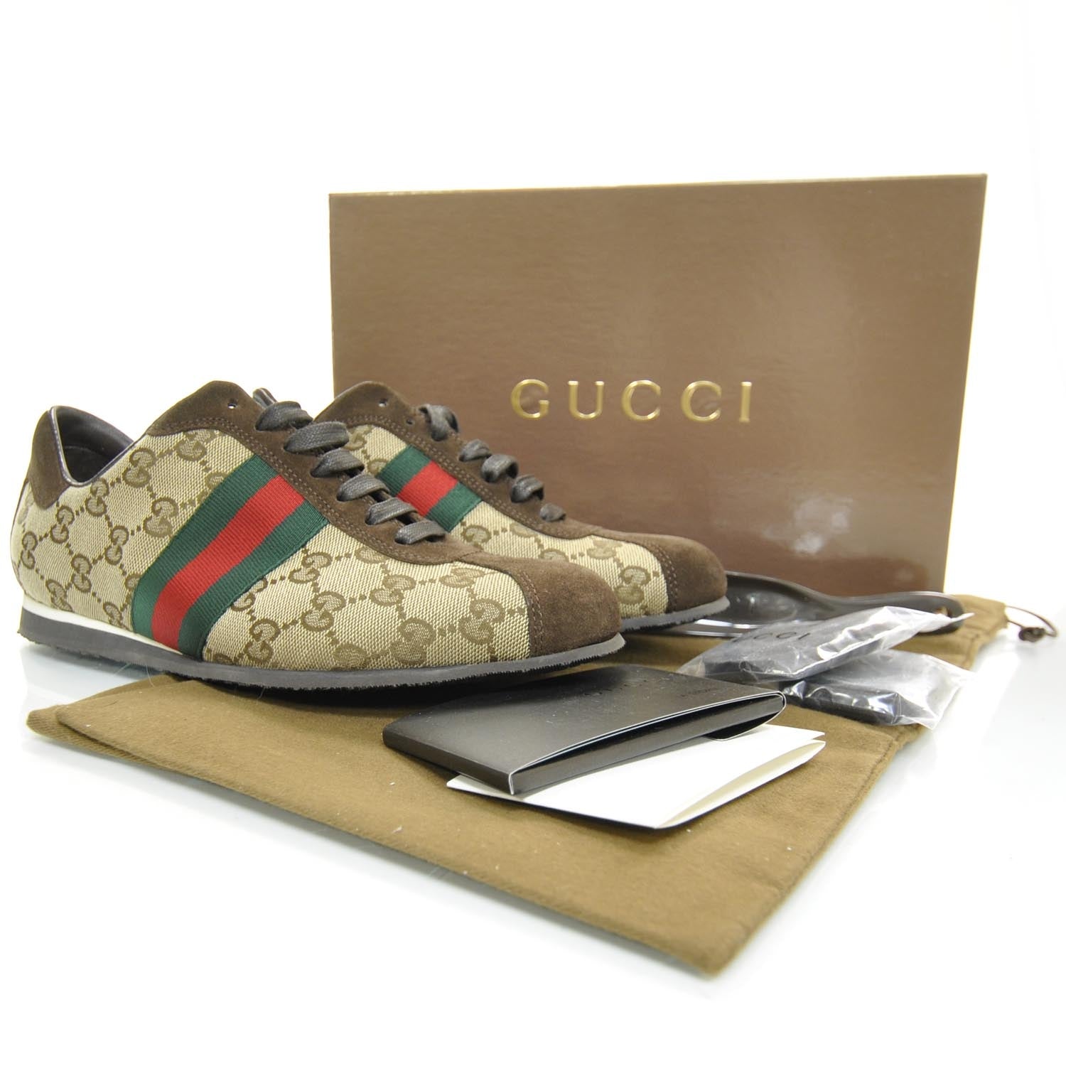 Gucci Suede Monogram Web Sneakers 38 5 of 9