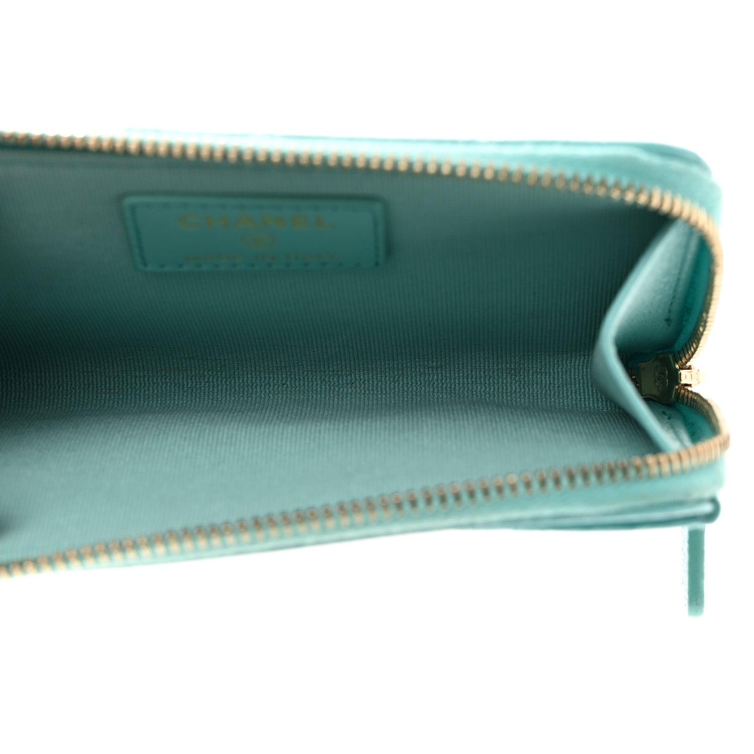Chanel Caviar Quilted CC Zip Around Card Holder Blue 5 of 13