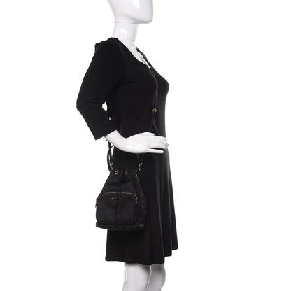 Prada Saffiano Tessuto Nylon Mini Bucket Crossbody Bag Black 2 of 9