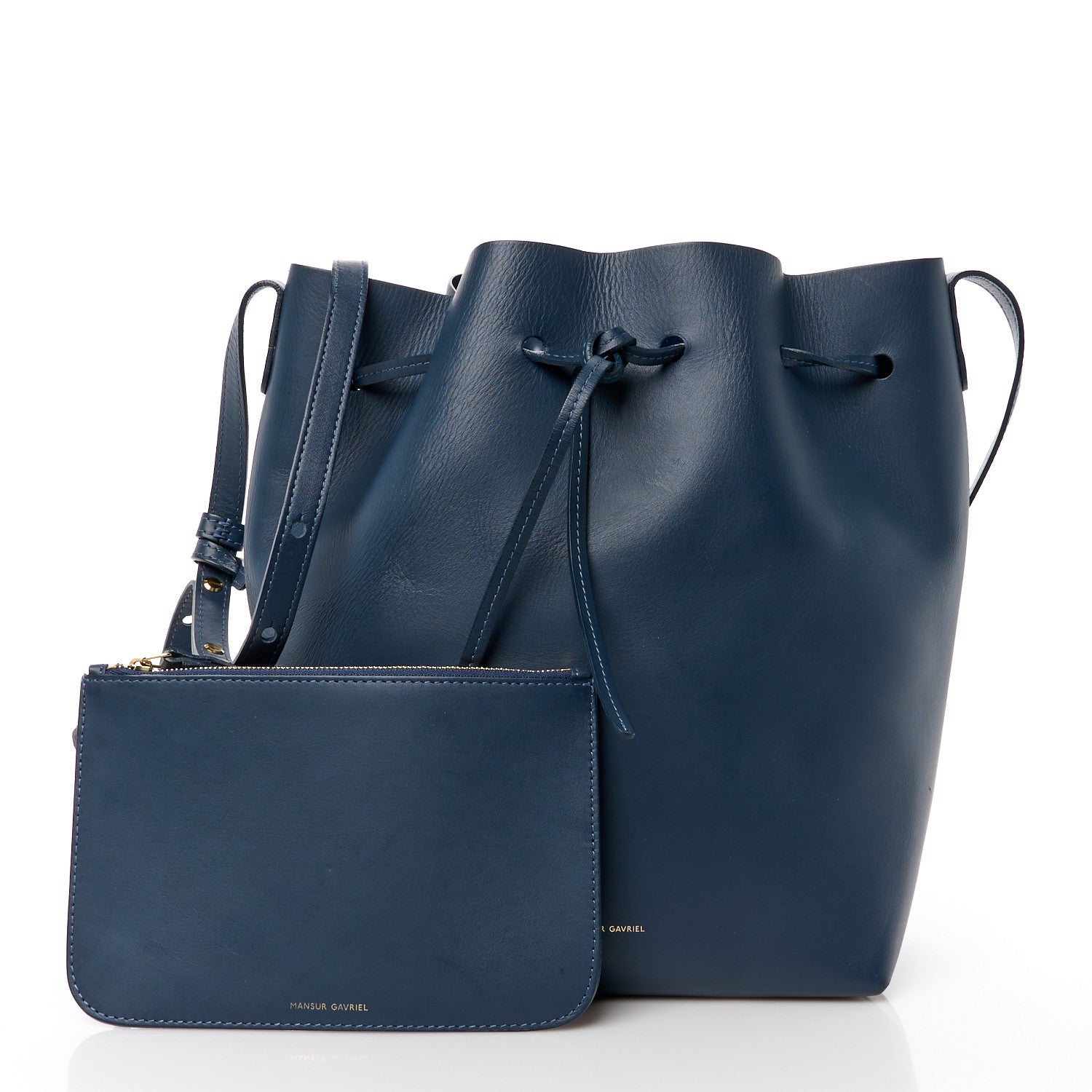 Mansur Gavriel Vegetable Tanned Calfskin Bucket Bag Navy 3 of 13