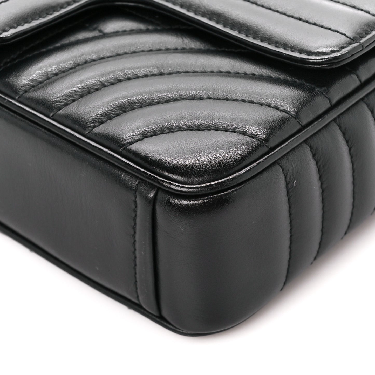 Soft Calfskin Impunture Diagramme Medium Chain Flap Shoulder Bag Black