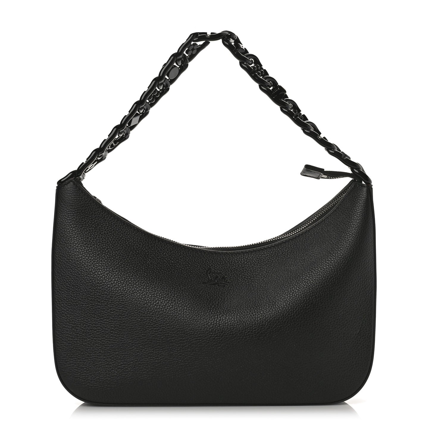 Calfskin Large Loubila Chain Shoulder Bag Black