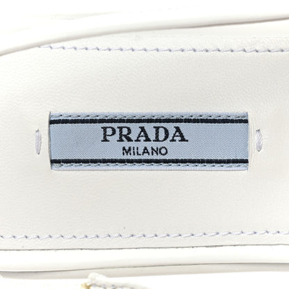 Prada Spazzolato Triangle Logo Pointed Toe Slingback Flats 37 White 7 of 12