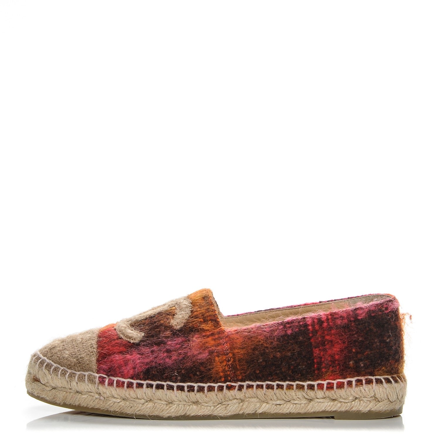 Chanel Tweed CC Espadrilles 39 Brown Pink Beige 1 of 7