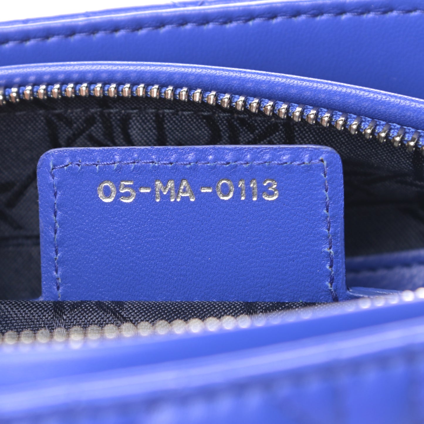 Lambskin Cannage Medium Lady Dior Blue Persan
