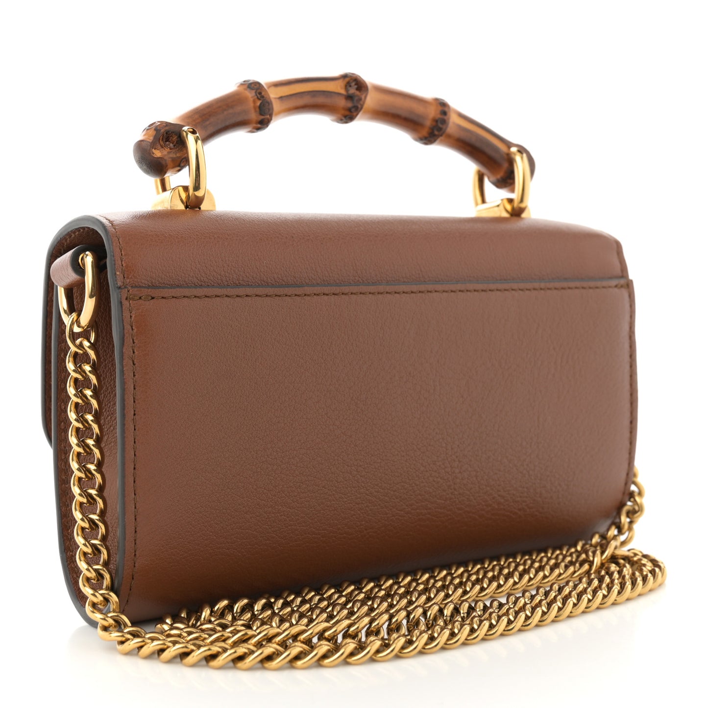 Wonka Grain Calfskin Mini Diana Bamboo Top Handle Shoulder Bag Cuir