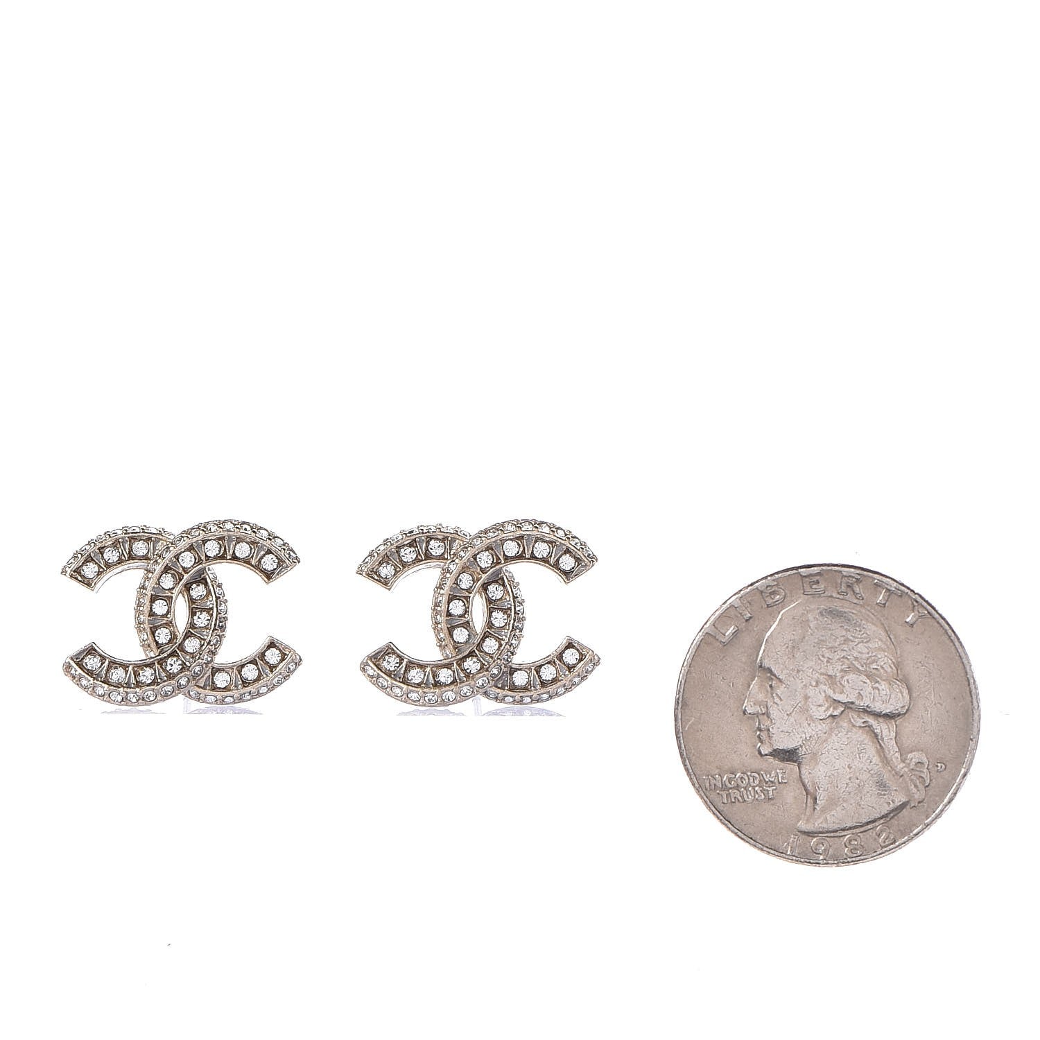 Chanel Crystal CC Earrings Gold 2 of 5