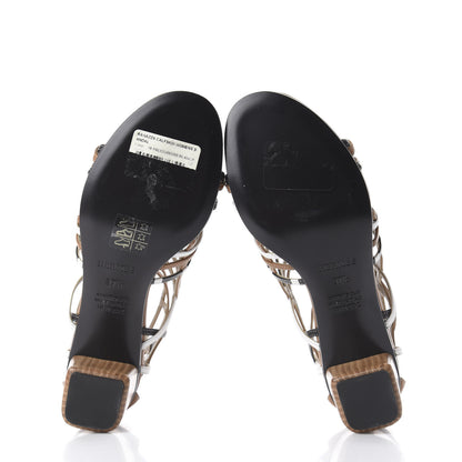 Hermes Calfskin Ragazza Sandals 37.5 Palissandre White Black 7 of 10