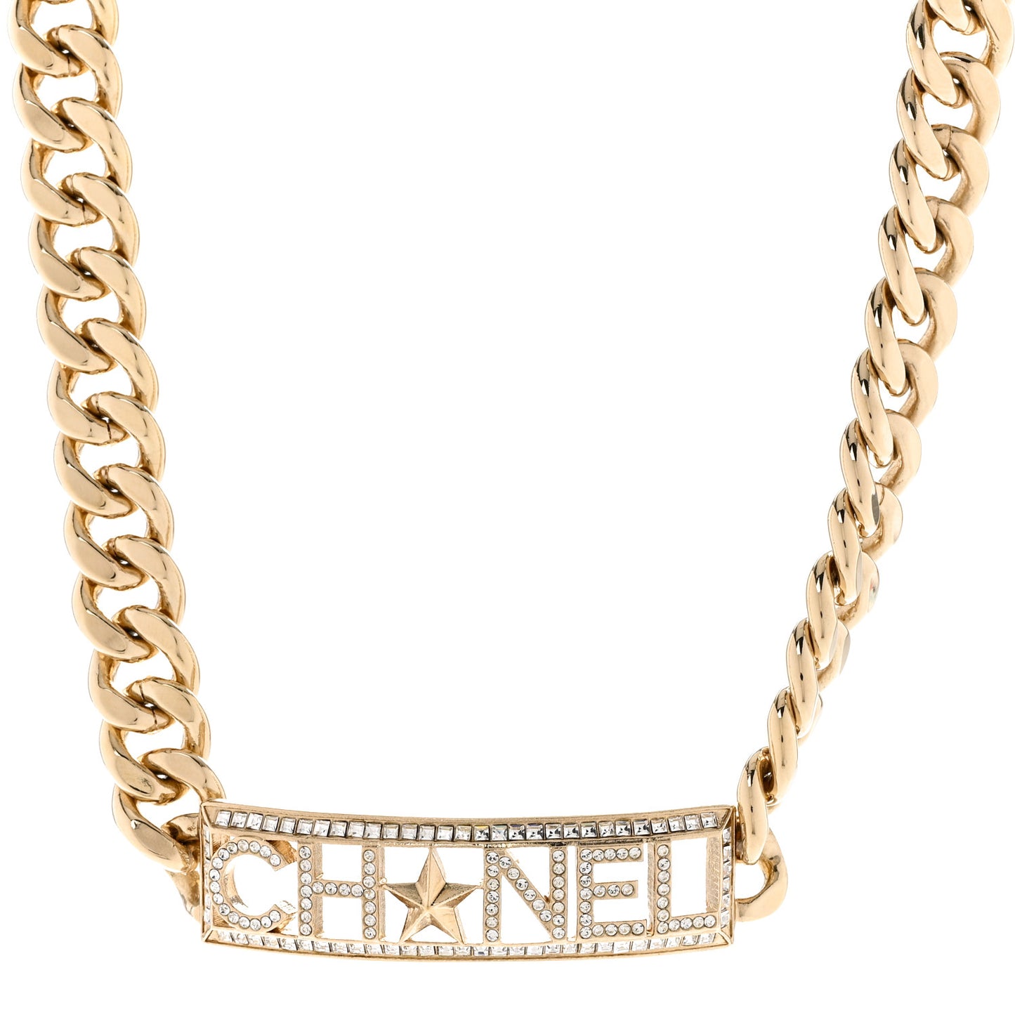 Crystal Chain Link Choker Necklace Gold