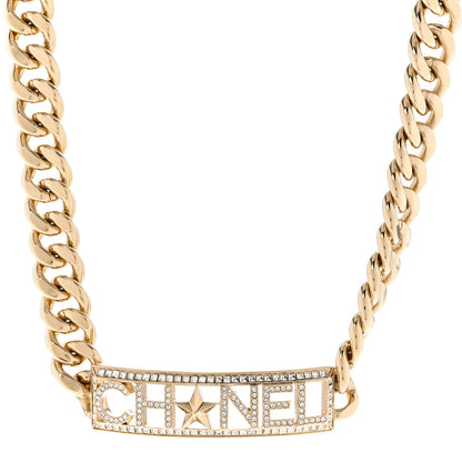 Chanel Crystal Chain Link Choker Necklace Gold 1 of 6