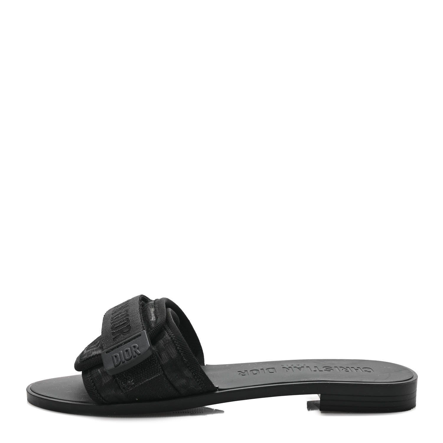Christian Dior Shiny Technical Fabric Oblique Dio(r)evolution Slide Sandals 37 Black 1 of 7