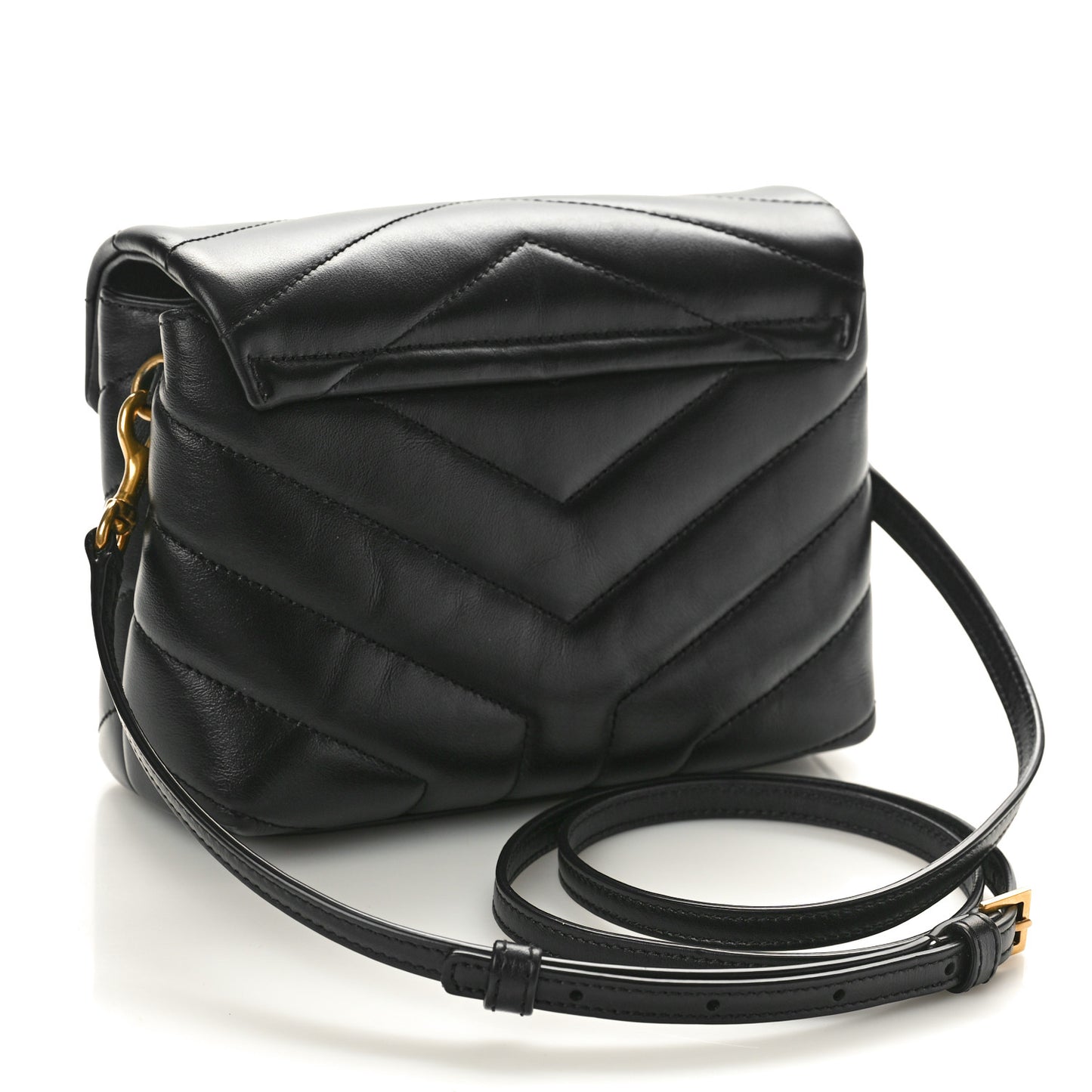 Calfskin Y Quilted Monogram Toy Loulou Crossbody Bag Black