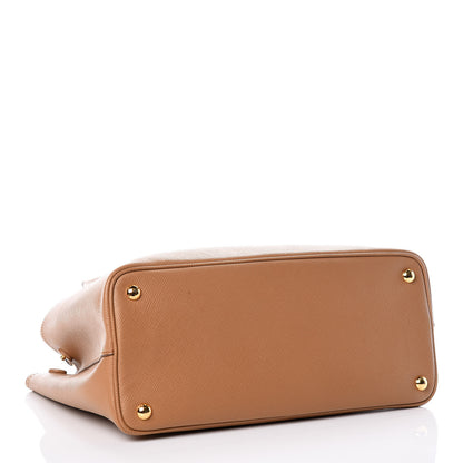 Prada Saffiano Cuir Bi-Color Medium Double Bag Caramel Marmo 4 of 11