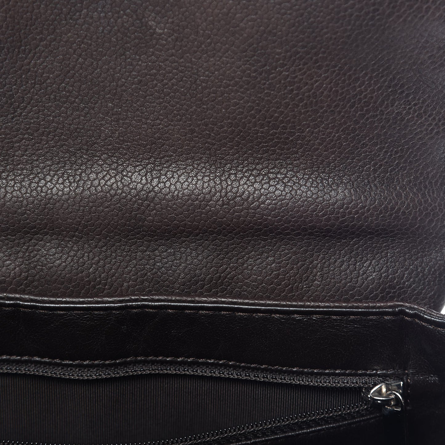 Caviar Half Moon Large Flap Dark Brown