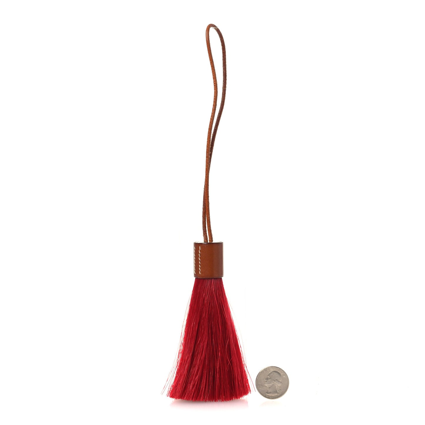 Horse Hair Barenia Tassel Bag Charm Gold Rouge