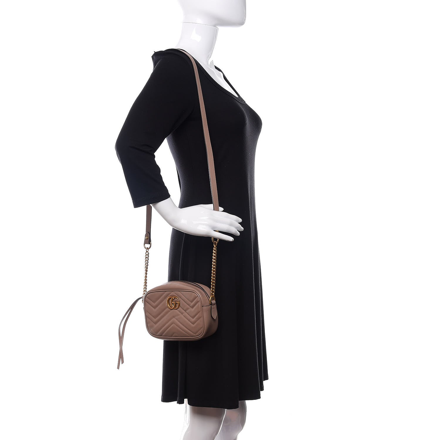 Gucci Calfskin Matelasse Mini GG Marmont Chain Shoulder Bag Porcelain Rose 2 of 10