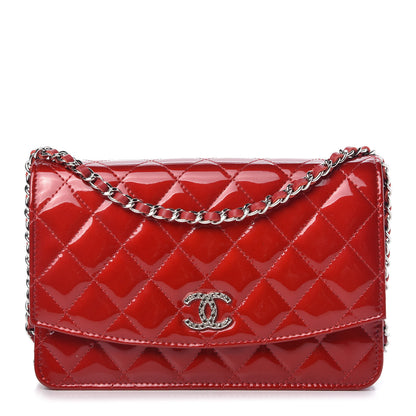 Chanel Patent Quilted Brilliant Wallet On Chain WOC Red 1 of 10