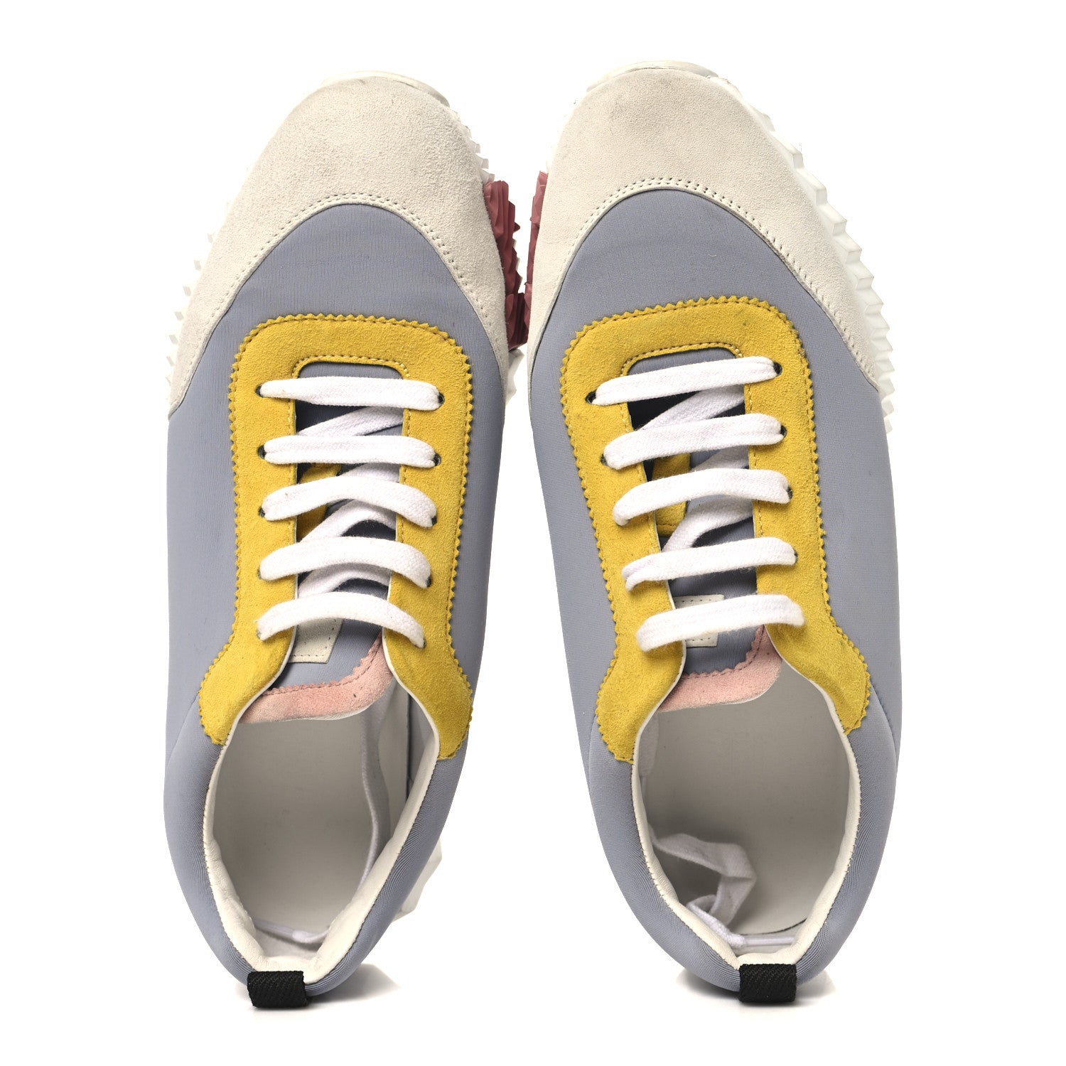 Hermes Technical Canvas Suede Goatskin Bouncing Sneakers 39.5 Gris Multicolor 2 of 8