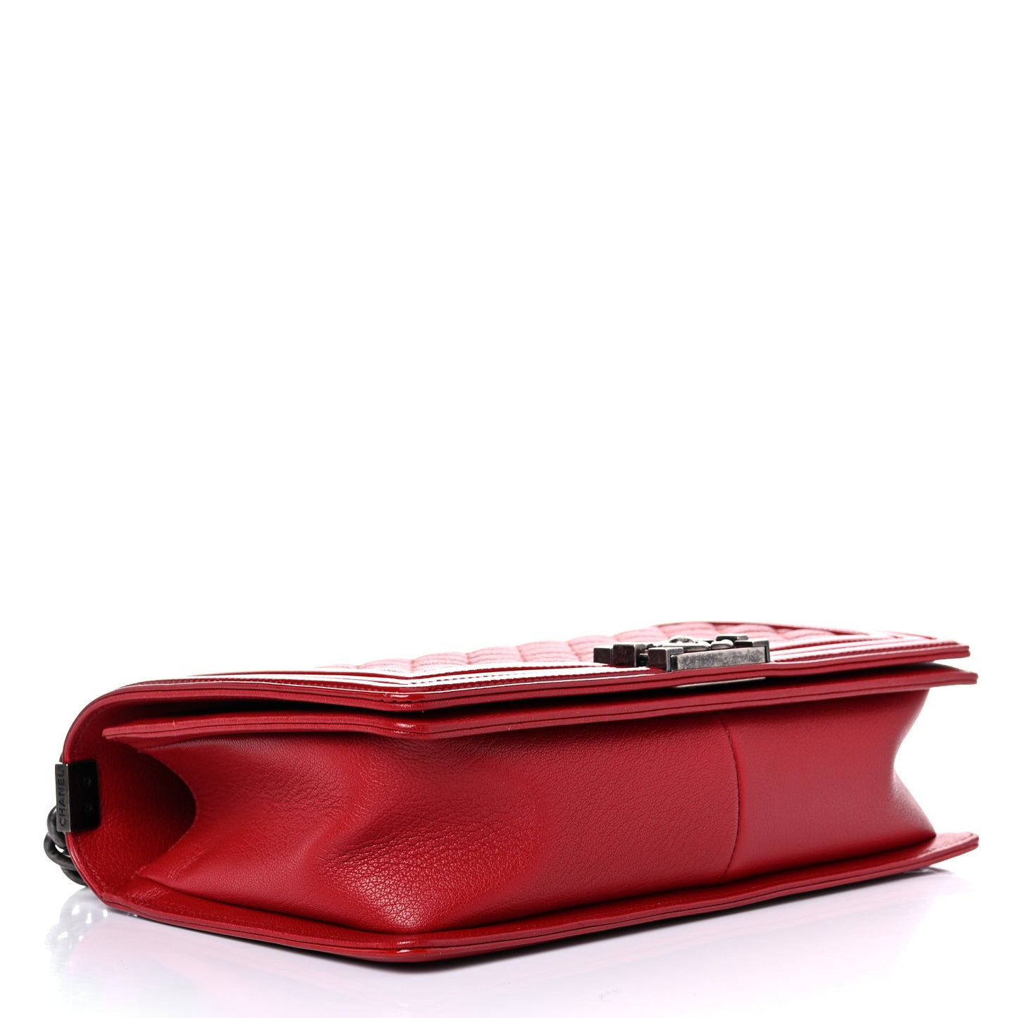 Patent Goatskin Quilted New Medium Boy Flap Red