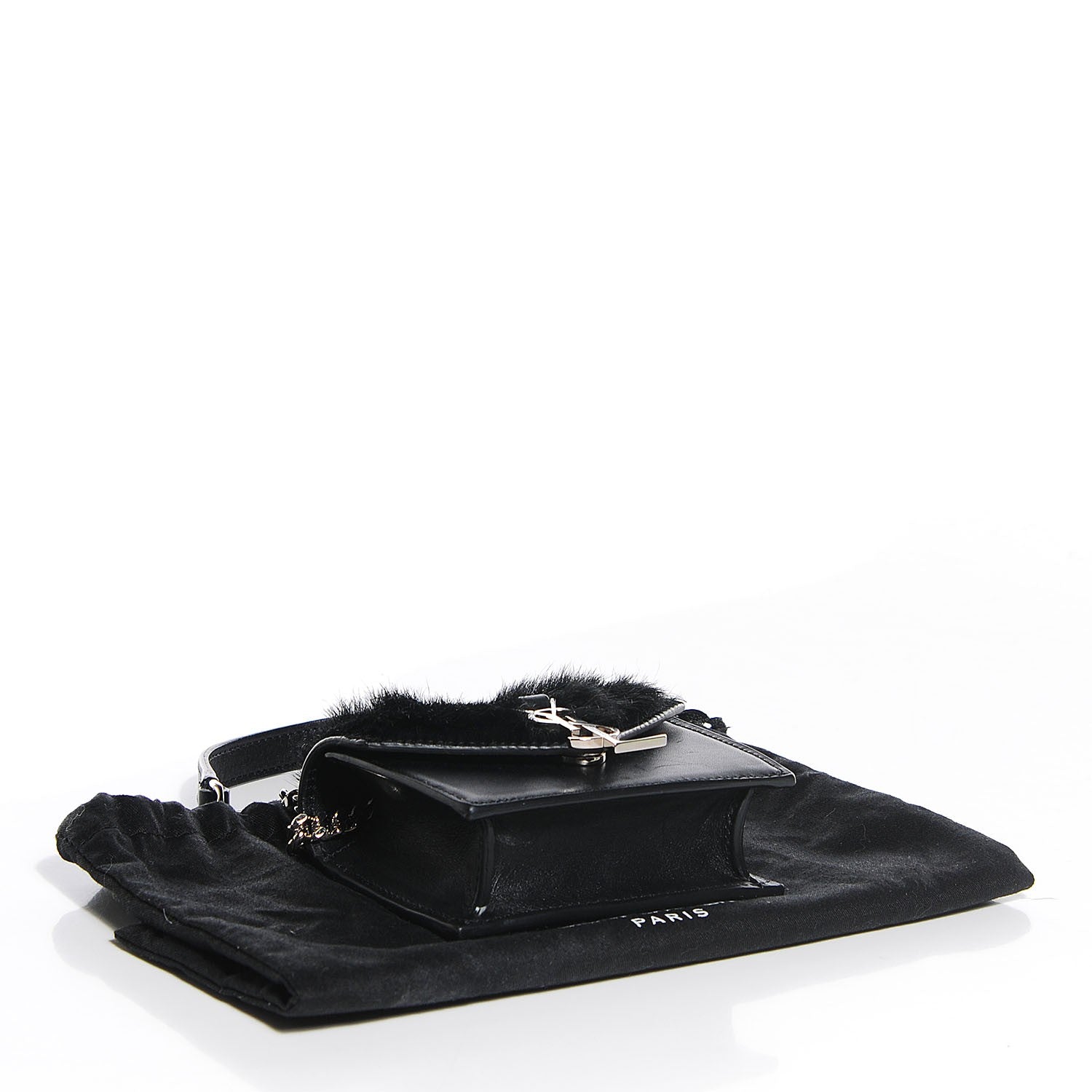 Saint Laurent Calfskin Pony Hair Mini Candy Crossbody Black 4 of 8
