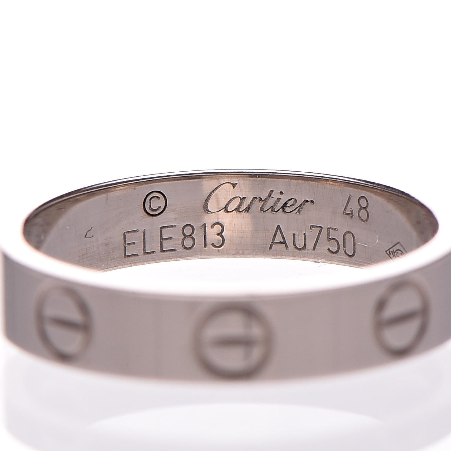 18K White Gold 3.5mm LOVE Wedding Band Ring 48 4.50