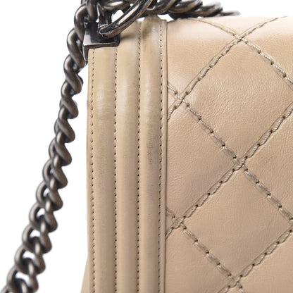 Chanel Calfskin Double Stitch Large Boy Flap Beige 20 of 21