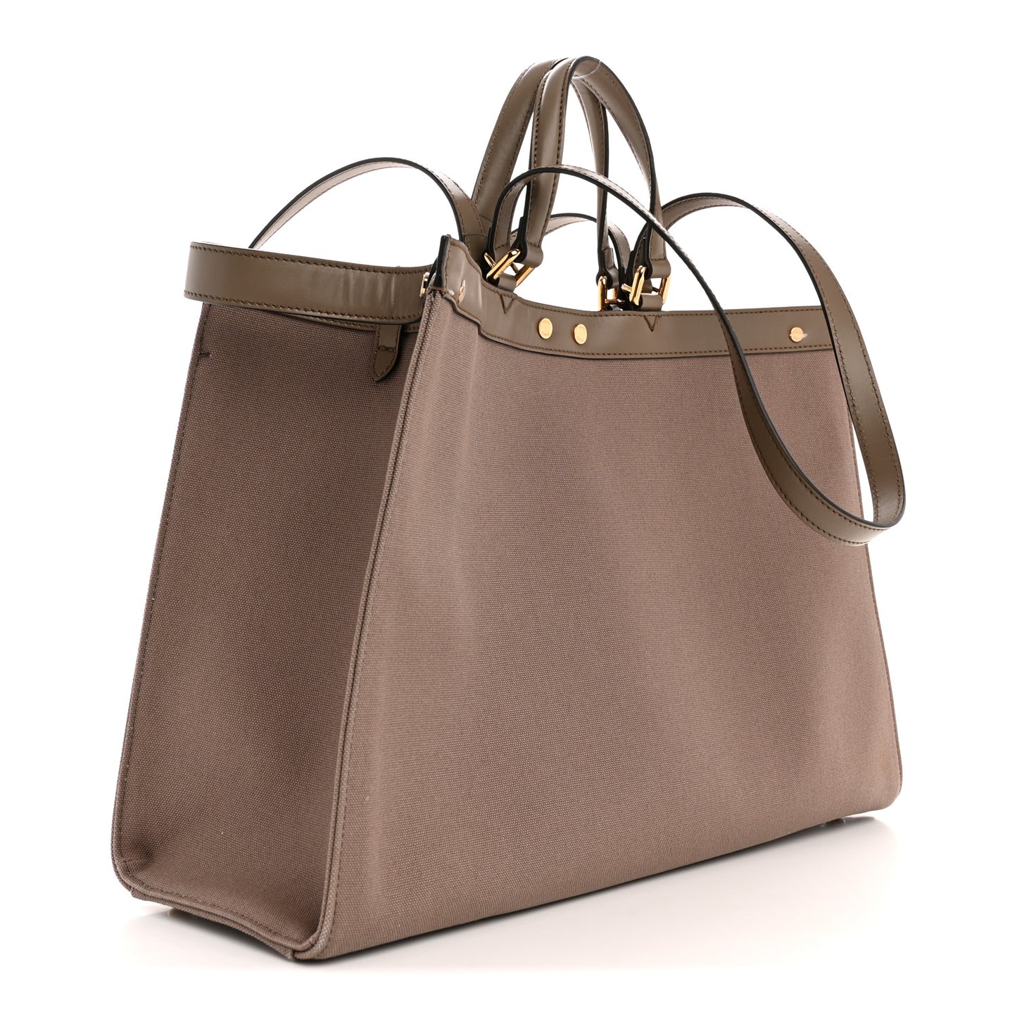 Canvas Vitello King FF Embroidered Medium Peekaboo X-Tote Tartufo