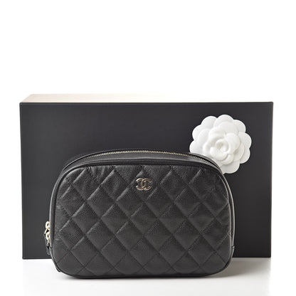 Chanel Caviar Quilted Curvy Pouch Cosmetic Case Black 8 of 8