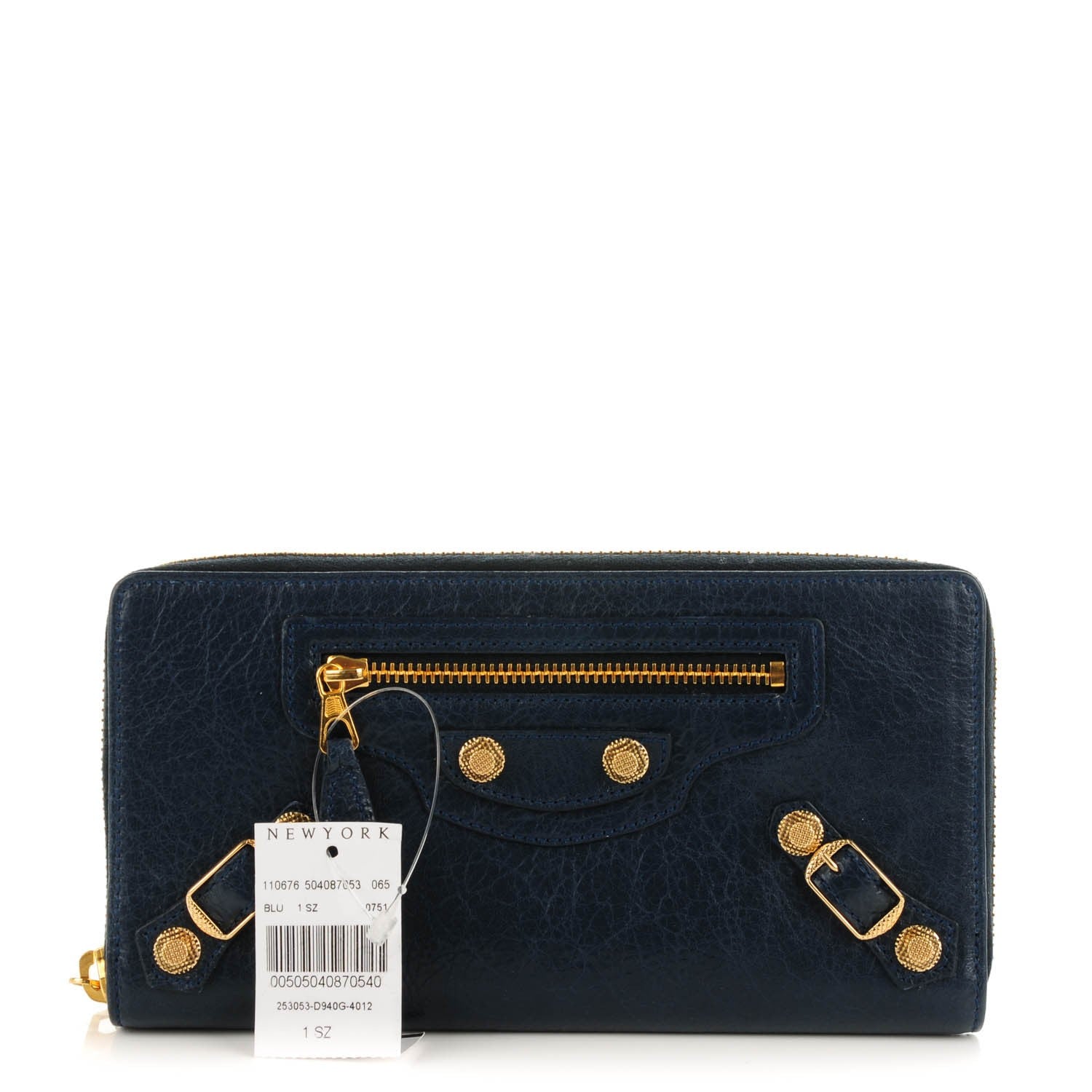 Balenciaga Agneau Arena Giant 12 Gold Hardware Continental Zip Around Wallet Bleu Obscur 1 of 7