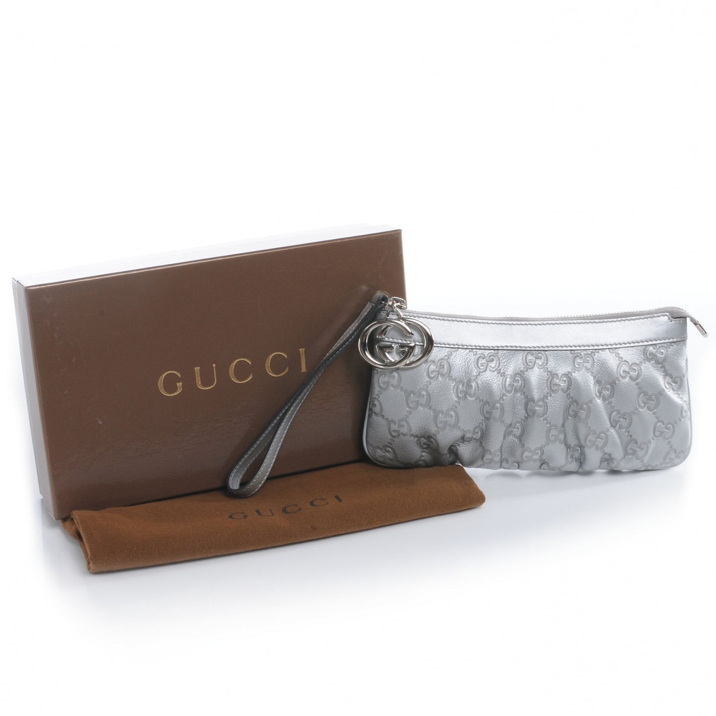 Guccissima New Britt Wristlet Silver
