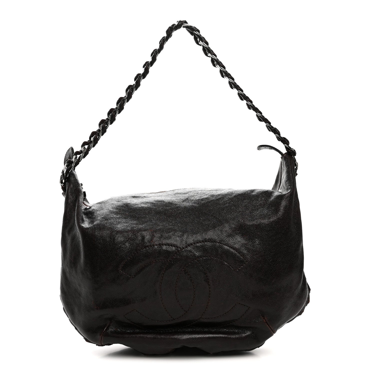 Chanel Glazed Caviar Modern Chain Hobo Brown 1 of 12