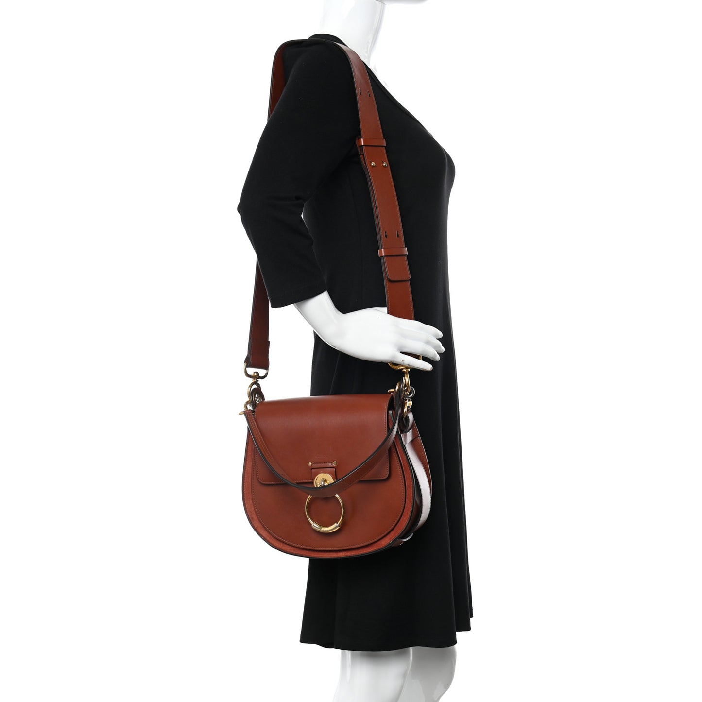 Calfskin Suede Large Tess Bag Sepia Brown