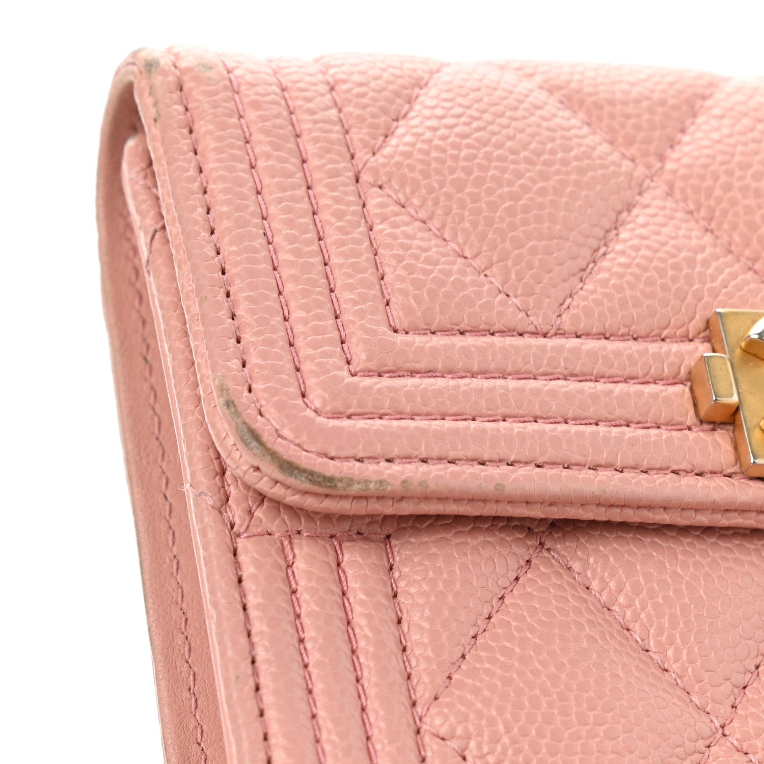 Chanel Caviar Quilted Boy Compact Wallet Pink 11 of 14