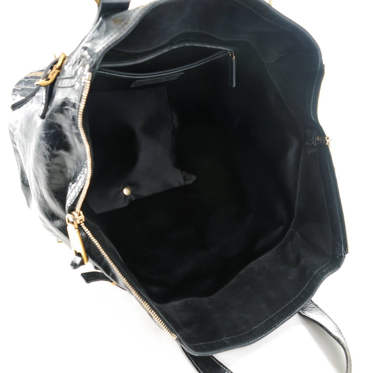 Saint Laurent Textured Patent Large Downtown Tote Black 5 of 7