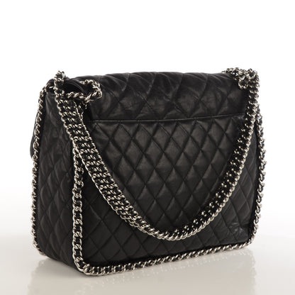 Chanel Washed Lambskin Quilted Maxi Chain Around Flap Black 3 of 7