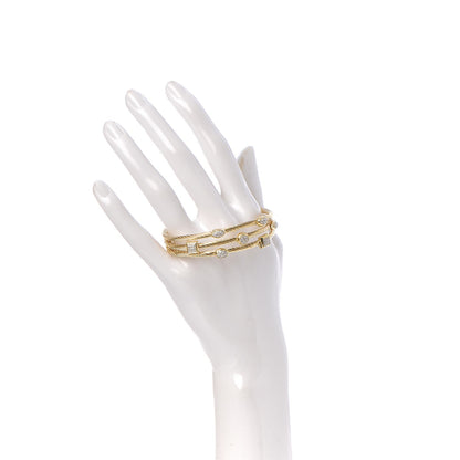 David Yurman 18K Yellow Gold Diamond Three Row Confetti Cuff Bracelet 2 of 4