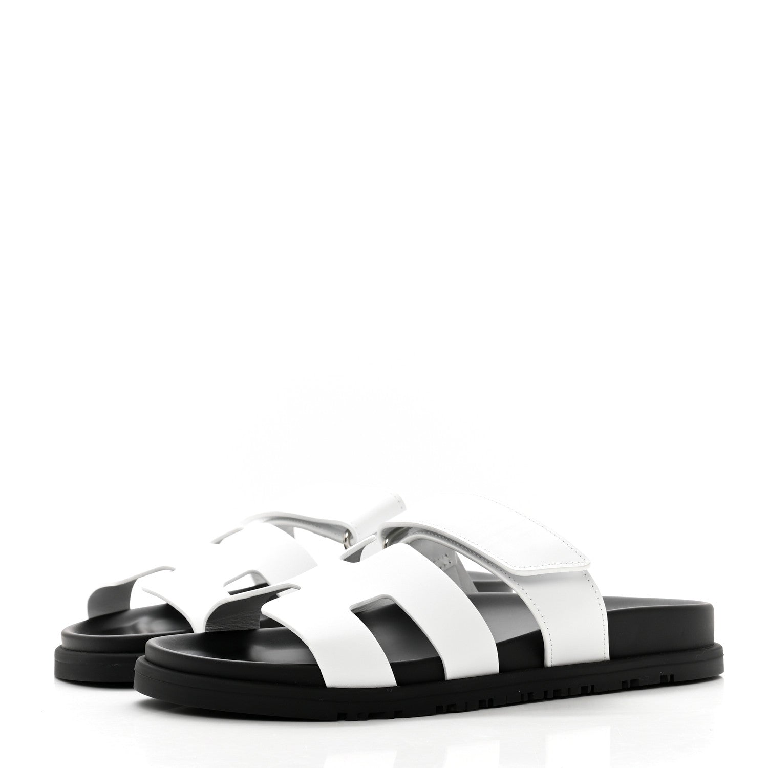 Hermes Calfskin Womens Chypre Sandals 37 White 3 of 9